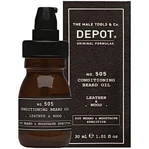 Olejek Depot No. 505 Leather & Wood 30 ml do pielęgnacji brody i wąsów o zapachu skóry i drewna. Frazy kluczowe: kup olejek do brody, sklep z męskimi kosmetykami Wilanów, BRODSKI Barbershop Klimczaka 6A, kosmetyki dla mężczyzn i brodaczy.