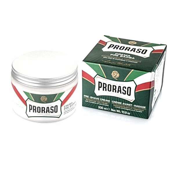 Krem przed goleniem Proraso Pre Shave Green 300 ml – nawilżający krem do przygotowania skóry do golenia, dostępny w BRODSKI Barbershop Frankfurt nad menem, Wilanow